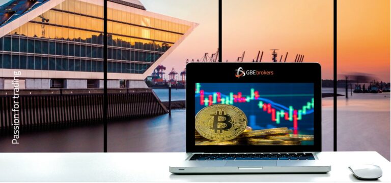 Bitcoin Monitor mit Hafen Background