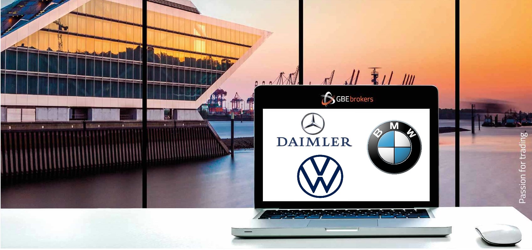 VW BMW Daimler Monitor mit hafen background